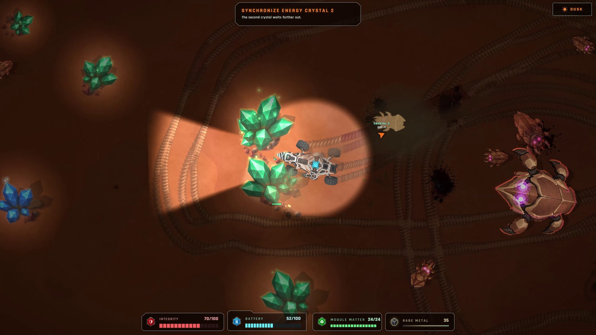 Blackbeam: wide surface traverse with glowing crystals
